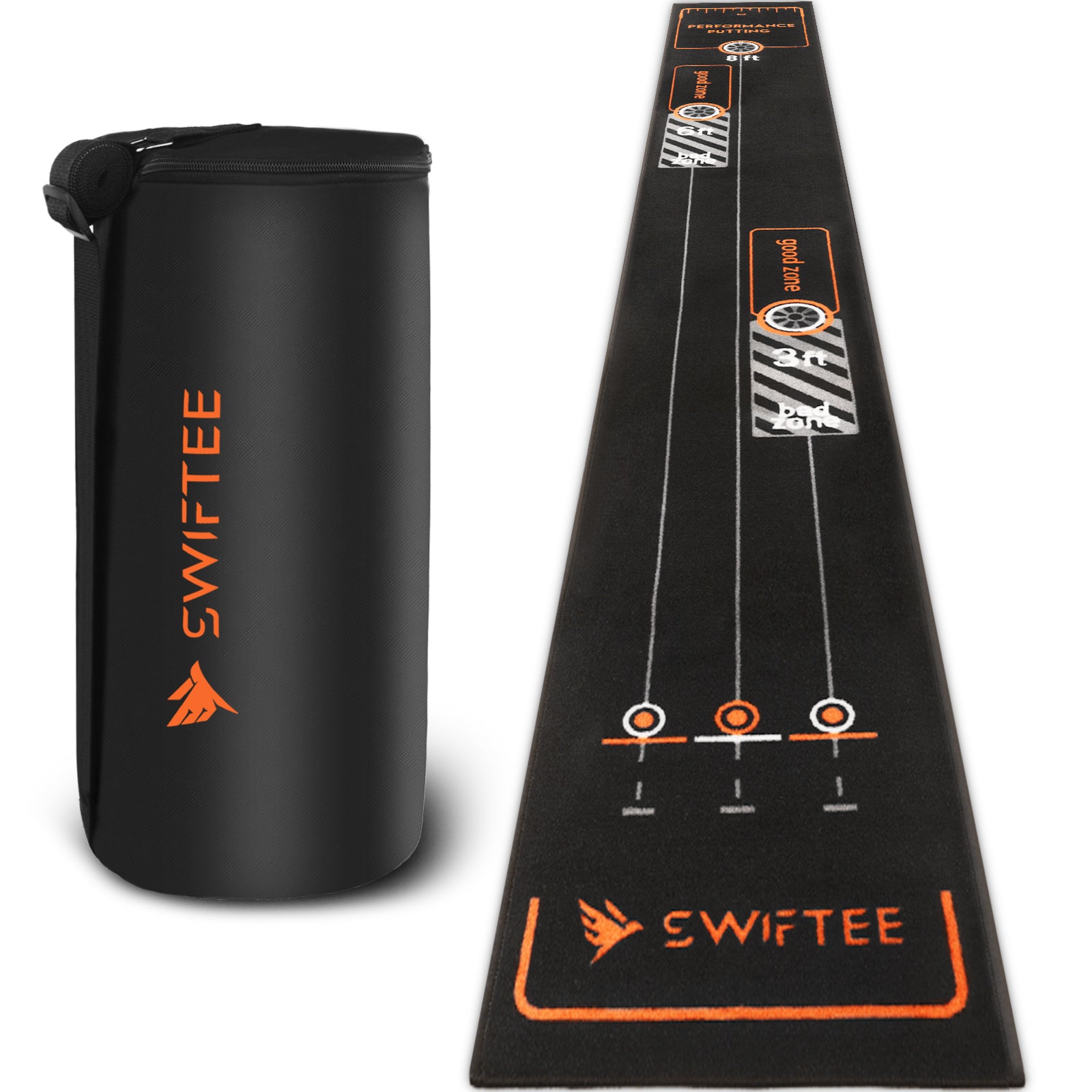 SWIFTEE 3m Golf Putting Mat Straight Line Trainer Distance Target Prac ...